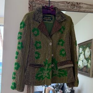 Green Embroidered Women's Blazer